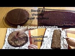 Base Pour Entremets Biscuit Au Chocolat Et Croustillant Praline Youtube Biscuits Moelleux Moelleux Au Chocolat Croustillant Praline