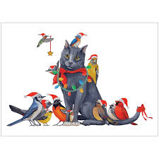 I designed a card this year featuring my 12 cats which i painted using acrylic paint on a canvas. Cat Bird Christmas Cards 10 Pk Tree Free Shop Eco Friendly Cards