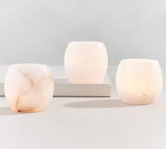 The ductility of alabaster, on the other hand, makes it particularly suited to the sculpturing of minute details. Alabaster Tealight Holders Candle Holder Pottery Barn