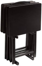 Maybe you would like to learn more about one of these? Pj Wood Folding Tv Tray Table Snack Table With Storage Rack Black 5 Piece Set Buy Online In Bahamas At Bahamas Desertcart Com Productid 43697401