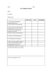 Peer Editing Checklist Narrative Writing Narrative Writing Narrative Writing Checklist Peer Editing
