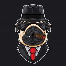 Pug Head Cartoon Mafia Pugs Cartoon Dog Cartoon