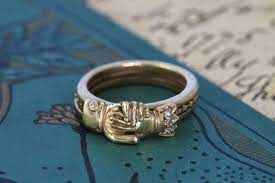Fede Gimmel Ring Engraved Lovers Motto 14k Rose Yellow Etsy Engraved Rings Promise Rings For Her Rings For Her