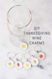 Wine glass charms markers tags identification, includes 30 pieces beads, 30 pieces rings with 1 pieces velvet bags, wine charms for stem glasses, wine bachelorette tasting party favors decorations, beach themed charms. Thanksgiving Wine Charms Erin Spain