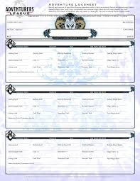 Your character's starting equipment and gold is determined by their class and background; Icewind Dale Themed Al S10 Character Logsheet Adventurersleague