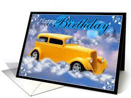 Vintage Nostalgia Retro Card Yellow Classic Car Wishes You A Happy Birthday Greeting Card Happy Birthday Cards Happy Birthday Greeting Card Birthday Cards