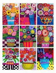 Daily Limit Exceeded Modern Folk Art Floral Art Flower Art
