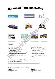 means of transportation esl worksheet by cindyinputre