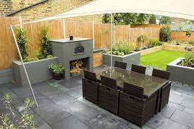 Railway Sleepers And Slate Tiles Garden Design Plans Backyard Design Cottage Garden Design