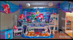 Una vez que ya tenemos elegido el tema de la fiesta y los elementos que le darán vida a la decoración temática de nuestra fiesta de cumpleaños infantiles , vamos a enfocarnos en donde queremos. Como Hacer Una Decoracion De La Sirenita Ariel Con Torta Y Bocaditos Little Mermaid Decoration Youtube