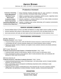 production assistant resume example
