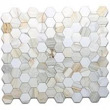 Browse a large selection of tile, including bathroom tiles and kitchen tiles in all colors and styles to update your floors, walls, showers and backsplashes. Calacatta Gold Marble 4 Inch Hexagon Mosaic Tile Polished Marble Online Hexagon Mosaic Tile Hexagonal Mosaic Mosaic Bathroom Tile