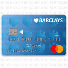 Credit card front and back picture. Barclays Bank Credit Card Front Back