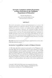 Disability rights protections and mechanisms in the philippines. Pdf Systemic Corruption And The Programme On Basic Education In The Philippine Department Of Education