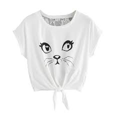Exploited teens meet the helen keller of casual sex. Cooki Women Shirts Teen Girls Juniors Cute Cat Print Loose Short Sleeve Summer Crop Top Twist Knot Casual T Shirt Blouse Amazon In Clothing Accessories