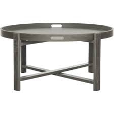 Tray for coffee table in round shape. Safavieh Cursten 33 Round Tray Top Retro Mid Century Coffee Table Dark Grey Walmart Com Walmart Com