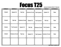 Focus T25 Workout Calendar Print A Workout Calendar