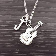 Initial Necklace Guitar Necklace Guitar Player Necklace Etsy Music Jewelry Guitar Jewelry Antique Silver Necklace