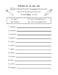 Prefixes Worksheet Re Un Pre Dis By Two Snappy Gingers Tpt