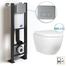 Bati Compact Wirquin Plaque De Declenchement Alu Brosse Wc Suspendu Nino Rimless Pack Wc Suspendu