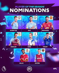 Premier league team of the season so far: Premier League Who Is Your Ea Sports Fifa Player Of The Season Kevin De Bruyne Ruben Dias Bruno Fernandes Jack Grealish Harry Kane Mason Mount Mohamed Salah Tomas Soucek Facebook