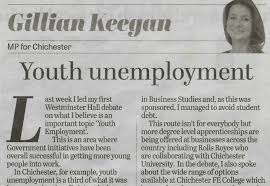 For country comparisons (the table) colors are used: Youth Unemployment Chichester Observer Gillian Keegan