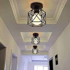 This unit is etl/cetl listed and suitable for indoor use in dry locations. Vintage Hallway Ceiling Light Black Semi Flush Mount Basket Cage Bedroom Cloakroom Living Room Ceilin Ceiling Lamps Living Room Hallway Ceiling Ceiling Lights