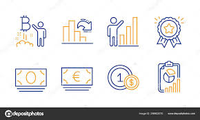 Euro Currency Usd Coins And Bitcoin Project Icons Set