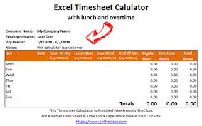 Free Excel Time Card Calculator With Lunch And Overtime