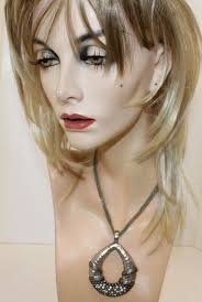 Premier Designs Stamped 4 Multi Strand Silver Crystal Teardrop Necklace Adj  20"