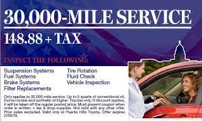 Regular oil changes are very important for maintaining your vehicle. Service Parts Specials Puente Hills Toyota