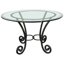 Metal dining table bases for glass tops. Wrought Iron Table With Glass Top At 1stdibs