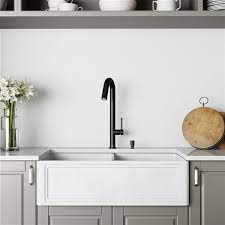 The sink is the most important kitchen fixture. Vigo White Kitchen Sink With Matte Black Faucet Double Bowl 39 In Lowe S Canada