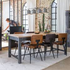 Table A Manger Bois Et Metal Gris 4 Tiroirs Table A Manger Bois Et Metal Table Salle A Manger Chaise Salle A Manger