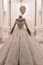 Luxury High Neck Long Sleeves Crystal Ball Gown Wedding Dress Haute Couture Bridal Gowns Wedding Dresses Satin Wedding Dress Couture Ball Gowns Wedding