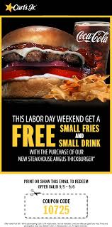 See more of carl's jr. March 2021 Free Fries Drink With Your Thickburger At Carls Jr Carlsjr Coupon Promo Code The Coupons App