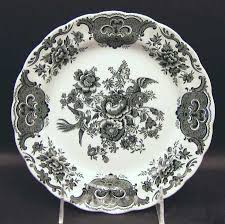 Black And White Floral Dinnerware Black English Transferware Plate Roses Birds Pheasants Transferware Plate Transferware Brown Transferware