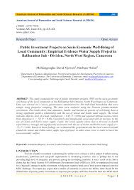 Pdf Public Investment Projects On Socio Economic Well Being Of Local Community Empirical Evidence Water Supply Project In Balikumbat Sub Division North West Region Cameroon