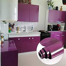 Yenhome 24 X 196 Glossy Purple Vinyl Contact Paper For Cabinets Cover Peel And Stick Wallpape Kitchen Cabinets Cover Kitchen Cabinets Kitchen Cabinet Drawers