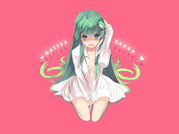 Kochiya sanae, blush, long, sexy, cute, hair, girl, green, anime, sanae,  touhou, HD wallpaper | Peakpx