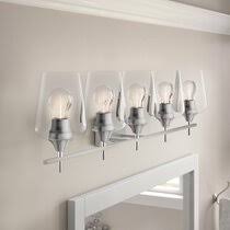 New squared capped end modern frosted bathroom vanity light fixture contemporary sleek dimmable led rectangular 36 vertical or horizontallighting brushed nickel. Brushed Nickel Bathroom Vanity Lighting Free Shipping Over 35 Wayfair