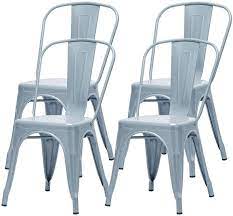 Black metal kitchen chairs with wood seat cooler cushion boat. Buy Metal Dining Chairs Set Of 4 Stackable Outdoor Chairs With Removable Back Industrial Vintage Kitchen Chairs For Dining Room Cafe Patio Lawn Garden Furniture Blue Online In Turkey B098wyjp9c