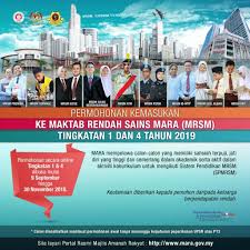 Perkara itu diumumkan oleh majlis amanah rakyat (mara) menerusi satu kenyataan pada selasa. Permohonan Mrsm Tingkatan 1 Dan 4 2019