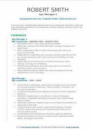 Spa Manager Resume Samples Qwikresume