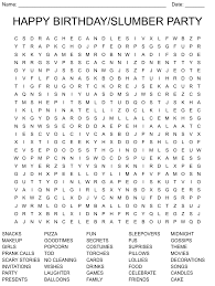 Birthday Celebrations Word Search Wordmint