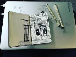 Work In Progress A Tiny Record Shop Near Seven Sisters Wip Illustration Linedrawing Moleskine Sketch Sketchbook Ink Pen Pigmami Sketches Sketch Book