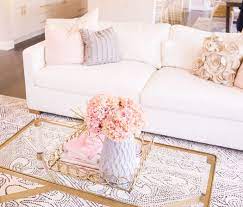 How I Customized My Couch With Interior Define Just A Tina Bit Pink Living Room Decor Modern Glam Living Room Pink Living Room