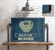 Milwaukee Brewers Miller Park Vintage Mlb Seating Chart Fine