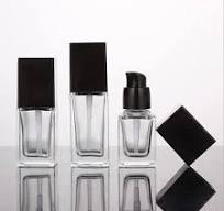 AKOAK 2 Pcs Liquid Foundation Bottles Square Clear Glass Emulsion Pump  Bottle,Essence Pump Bottle,Black Pump hHead Cosmetic Foundation Travel Vial  for ...