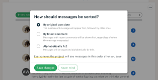 Sorts messages alphabetically by subject. Message Board Basecamp 3 Help